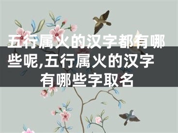 五行属火的汉字都有哪些呢,五行属火的汉字有哪些字取名