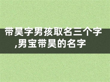 带昊字男孩取名三个字,男宝带昊的名字