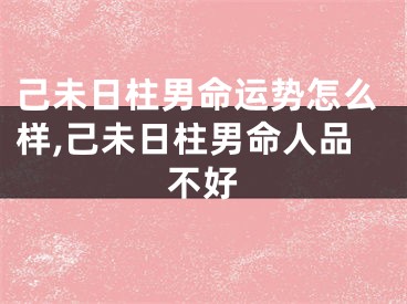 己未日柱男命运势怎么样,己未日柱男命人品不好