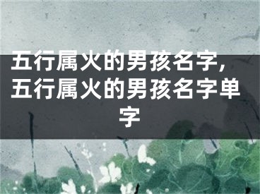 五行属火的男孩名字,五行属火的男孩名字单字