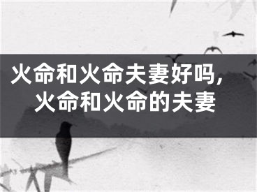 火命和火命夫妻好吗,火命和火命的夫妻