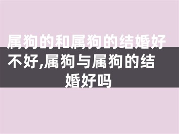 属狗的和属狗的结婚好不好,属狗与属狗的结婚好吗