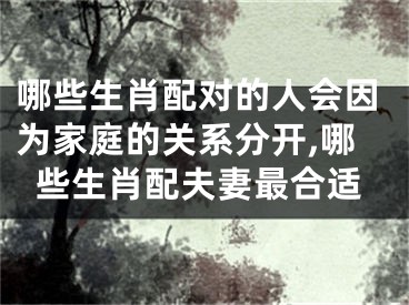 哪些生肖配对的人会因为家庭的关系分开,哪些生肖配夫妻最合适