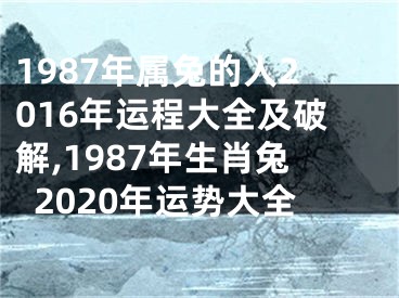 1987年属兔的人2016年运程大全及破解,1987年生肖兔2020年运势大全
