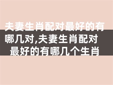 夫妻生肖配对最好的有哪几对,夫妻生肖配对最好的有哪几个生肖