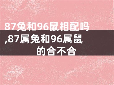 87兔和96鼠相配吗,87属兔和96属鼠的合不合