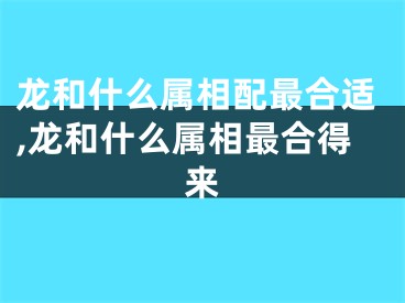 龙和什么属相配最合适,龙和什么属相最合得来