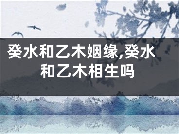 癸水和乙木姻缘,癸水和乙木相生吗