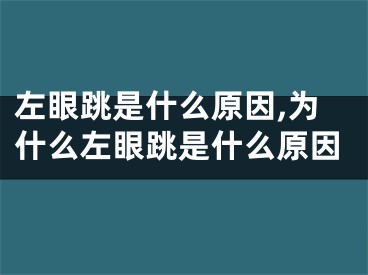 左眼跳是什么原因,为什么左眼跳是什么原因