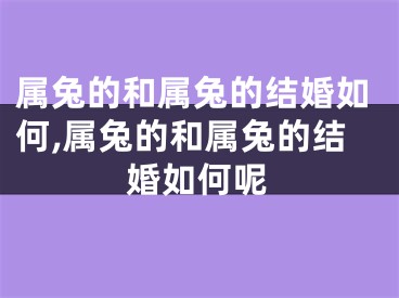 属兔的和属兔的结婚如何,属兔的和属兔的结婚如何呢