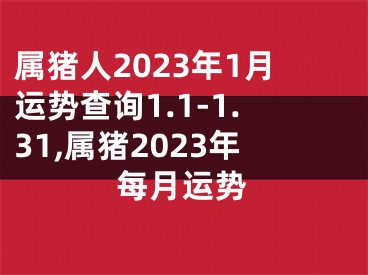 属猪人2023年1月运势查询1.1-1.31,属猪2023年每月运势