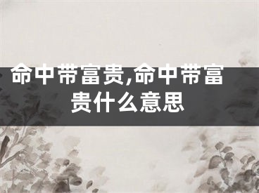 命中带富贵,命中带富贵什么意思