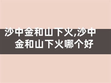沙中金和山下火,沙中金和山下火哪个好