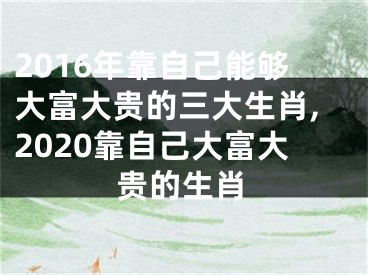 2016年靠自己能够大富大贵的三大生肖,2020靠自己大富大贵的生肖