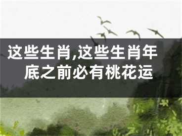 这些生肖,这些生肖年底之前必有桃花运