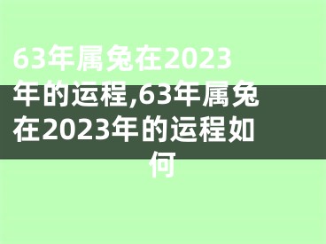 63年属兔在2023年的运程,63年属兔在2023年的运程如何