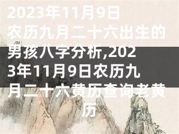 2023年11月9日农历九月二十六出生的男孩八字分析,2023年11月9日农历九月二十六黄历查询老黄历