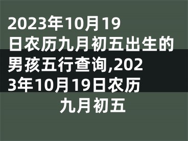 2023年10月19日农历九月初五出生的男孩五行查询,2023年10月19日农历九月初五