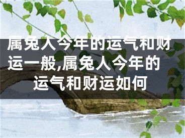 属兔人今年的运气和财运一般,属兔人今年的运气和财运如何