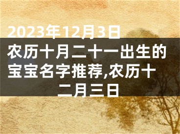 2023年12月3日农历十月二十一出生的宝宝名字推荐,农历十二月三日