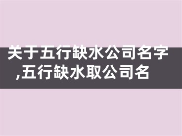 关于五行缺水公司名字,五行缺水取公司名