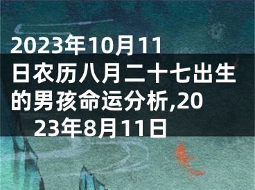 2023年10月11日农历八月二十七出生的男孩命运分析,2023年8月11日