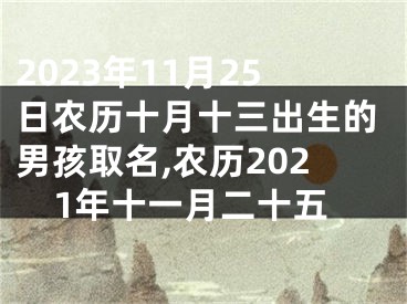 2023年11月25日农历十月十三出生的男孩取名,农历2021年十一月二十五