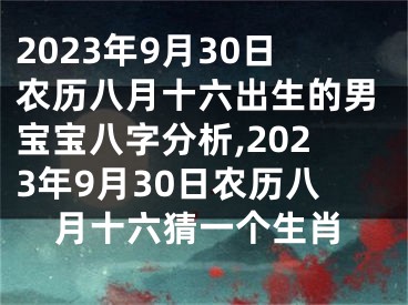 2023年9月30日农历八月十六出生的男宝宝八字分析,2023年9月30日农历八月十六猜一个生肖