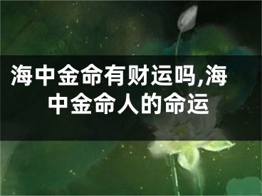 海中金命有财运吗,海中金命人的命运