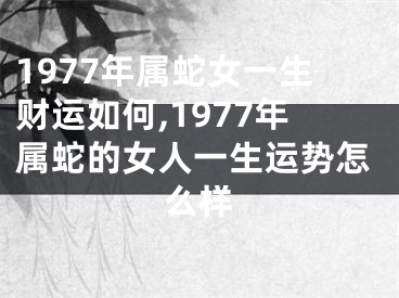 1977年属蛇女一生财运如何,1977年属蛇的女人一生运势怎么样