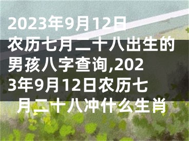 2023年9月12日农历七月二十八出生的男孩八字查询,2023年9月12日农历七月二十八冲什么生肖