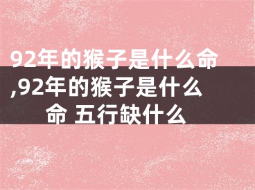 92年的猴子是什么命,92年的猴子是什么命 五行缺什么