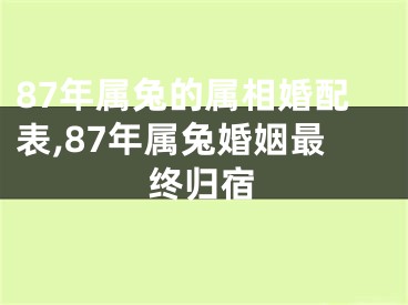 87年属兔的属相婚配表,87年属兔婚姻最终归宿