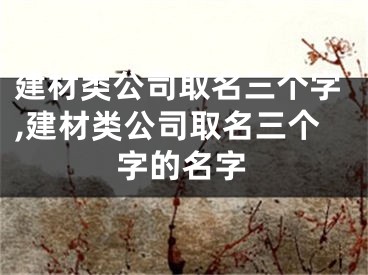 建材类公司取名三个字,建材类公司取名三个字的名字