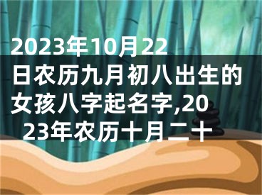 2023年10月22日农历九月初八出生的女孩八字起名字,2023年农历十月二十