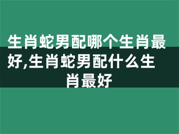 生肖蛇男配哪个生肖最好,生肖蛇男配什么生肖最好