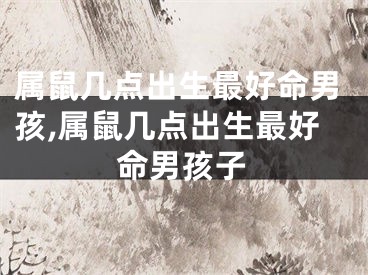 属鼠几点出生最好命男孩,属鼠几点出生最好命男孩子