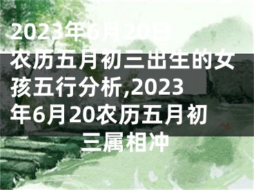 2023年6月20日农历五月初三出生的女孩五行分析,2023年6月20农历五月初三属相冲