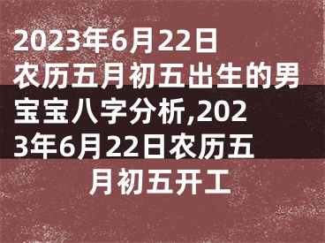 2023年6月22日农历五月初五出生的男宝宝八字分析,2023年6月22日农历五月初五开工