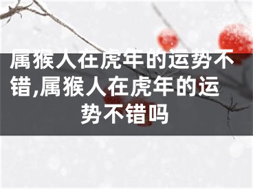 属猴人在虎年的运势不错,属猴人在虎年的运势不错吗