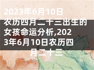 2023年6月10日农历四月二十三出生的女孩命运分析,2023年6月10日农历四月二十三