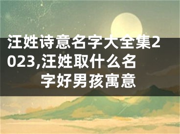 汪姓诗意名字大全集2023,汪姓取什么名字好男孩寓意