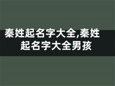 秦姓起名字大全,秦姓起名字大全男孩