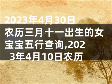 2023年4月30日农历三月十一出生的女宝宝五行查询,2023年4月10日农历