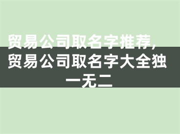 贸易公司取名字推荐,贸易公司取名字大全独一无二