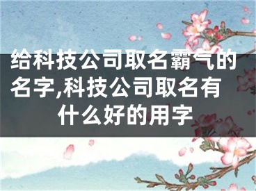 给科技公司取名霸气的名字,科技公司取名有什么好的用字