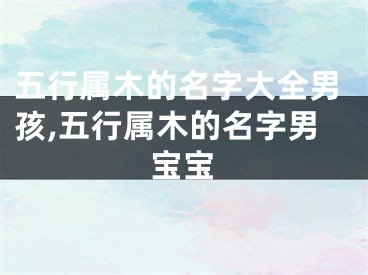 五行属木的名字大全男孩,五行属木的名字男宝宝