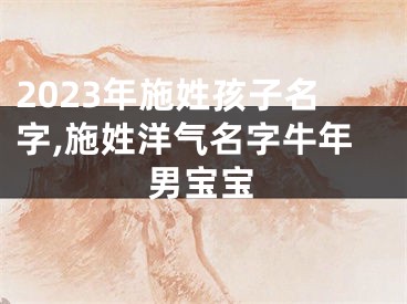 2023年施姓孩子名字,施姓洋气名字牛年男宝宝