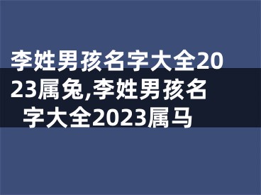 李姓男孩名字大全2023属兔,李姓男孩名字大全2023属马