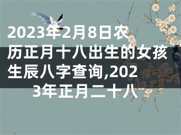 2023年2月8日农历正月十八出生的女孩生辰八字查询,2023年正月二十八
